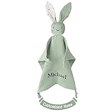 TYRY.HU Babydecke mit Namen Personalisierte Schmusetuch Kuscheldecke Schnuffeltuch Strick Geschenk zur Geburt(Grün)