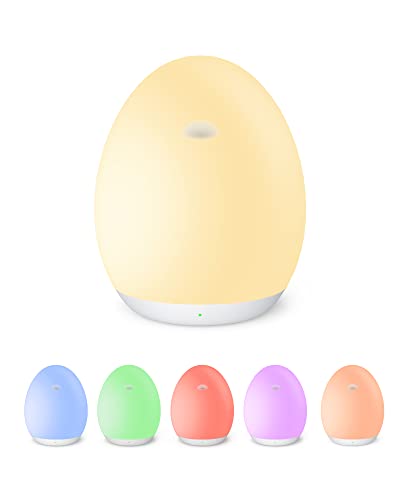 Nachtlicht Kinder Brelley LED Baby Stilllicht, RGB Farbwechsel und Dimmbar, USB Wiederaufladbares Ei Nachtlicht mit 1-Stunden-Timer und Touch-Steuerung, Betriebsdauer 5-100H