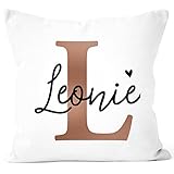 SpecialMe® Kissen-Bezug mit Namen Initiale Monogramm Buchstabe Kupferoptik Namensgeschenke Herz weiß 40cm x 40cm