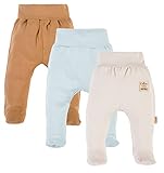 Makoma Baby Hose mit Fuß Set Strampelhose 3er Pack Neutral für Neugeborene Jungen & Mädchen 100% Baumwolle -Easy Life- (68)