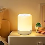 SOLIDEE LED Nachtlicht, Nachttischlampe Touch Dimmbar für Schlafzimmer Camping, Warmlichtmodus un Siebenfarbiger Farbverlauf Modi, USB Aufladbar, Geschenke für Kinder Erwachsene