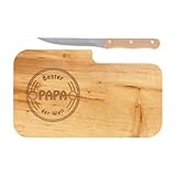 LASERHELD | Brotzeitbrett Holz mit Gravur “Bester Papa der Welt” & Messer | 26 x 15 cm | Frühstücksbrettchen Holz Schneidebrett Jausenbrett | Geschenk für Männer Papa Vatertag