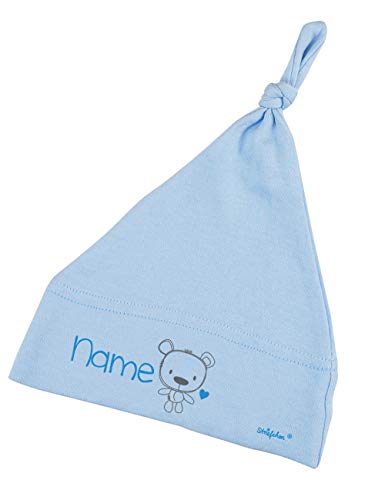 Striefchen® Hellblaue Babymütze mit Namen als Geschenk zur Geburt für Jungen