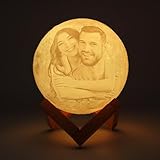 Q&K Personalisiert Mondlampe mit Foto, Lampe 16 Farben LED 3D Nachtlicht, Paare Familie Hochzeitstag Jahrestag Geschenk für Valentinstag, Freundin, Frauen, Kinder, Mama