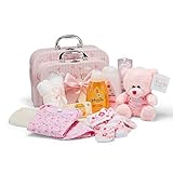 Baby Geschenkset - Pink Hamper voller Babyprodukte in 2 Baby Girl Keepsake Boxen