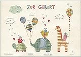 kidsnado Hochwertige Glückwunschkarte zur Geburt mit süßer Tierparade geprägte Grußkarte mit Umschlag von Turnowsky