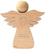 Geburtsengel mit Gravur - Name, Datum, Spruch + Motiv - personalisiertes Holz Geschenk, Engel zur Geburt, Geldgeschenk für Mädchen und Jungen