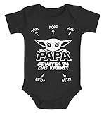 MoonWorks® Baby Body mit Spruch Papa du schaffst das lustiges Geschenk für Väter Bio-Baumwolle Jungen & Mädchen schwarz 0-3 Monate