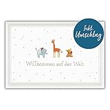 bsb Karte zur Geburt - Geburtskarte Mädchen & Junge - schöne Karte Geburtstag mit Tier-Motiv - liebevolle Happy Birthday Karte mit Umschlag - Glückwunsch-Karte Geburt in 11,5 x 17,0 cm