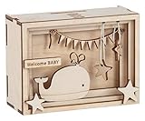 Rayher DIY Geldgeschenk Verpackung 'Baby' zur Geburt, 3D Geschenkbox aus Holz zum Gestalten, 15-teilig, 11,5x8,5x5cm, Natur, Box 1Set, FSC Mix Credit, 62924505