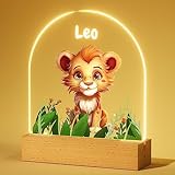 iDIY Personalisiertes Nachtlicht Baby - Nachttischlampe mit Namen, Geschenk zur Geburt Junge, Taufgeschenke für Mädchen, Personalisierte Geschenke Kinder - Löwe