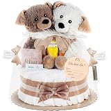 Timfanie® Windeltorte | mit Warmies® Hunde Zwillinge | 0-8 Monate