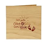 Original Holzgrußkarte - Glückwunschkarte Baby Geburt, Motiv 'Das große Glück' - 100% Made in Austria, Kirschholz - Karte zur Geburt, Geburtskarte, Geschenk, Grußkarte, Babykarte uvm