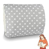 Aolso Stillkissen, Ministillkissen Baby Arm-Stillkissen Arm Kissen, Gemütliches Wiegen-Armkissen, Baby-Still-Kopfstützkissen für unterwegs Stillmuff Reisestillkissen (Grau-Sterne)