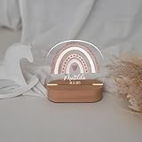 wunderwunsch® - Personalisiertes Nachtlicht für Babys - Individuelle Nachttischlampe für Kinder - Personalisierte Geschenke Kinder - Babygeschenk - Geschenk zur Geburt (rosa)