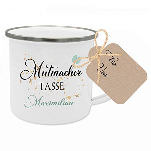 'Mutmacher Tasse' Geschenk für Sie und Ihn in besonderen Situationen, Tasse mit Geschenkanhänger, optional mit Namen gestaltbar