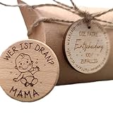 Entscheidungsmünze Mama Papa Geschenk zur Geburt Entscheidungshilfe für Eltern Junge Mädchen Schwangerschaft Geschenkidee Holz Münze Schwangerschaftsgeschenk