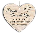 Pension Oma & Opa Herzschild Herz Schild Dekoschild Holzherz Holzschild 10 x 10 cm Spruch Geschenk Holz Geschenk EIN Geschenk für Oma Geschenk für Opa