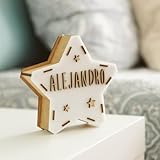 WONDEE Personalisierte Geschenke Baby, Nachtlicht Baby, Geschenke zur Geburt, Taufgeschenke für Mädchen und Jungen Personalisierte - Mini Nachttischlampe Kinder, Baby Geschenk personalisiert