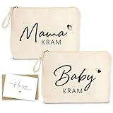 2Pcs Geschenke für Werdende Mütter, Baby Geschenk, Kosmetiktasche Bag für werdende Mama Mutter Beutel mit Grußkarte und Umschlag, Babyparty Mom Bag Geschenke Geburt für Schwangere