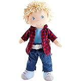 Haba 302843 - Puppe Nick, Weich- und Stoffpuppe ab 18 Monaten, mit Kleidung und Haaren, 30 cm