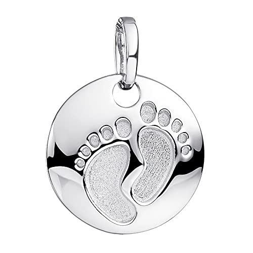 MATERIA Baby Füße Anhänger Gravur Geburt - Damen Mädchen Geschenk 925 Silber rhodiniert KA-454-S_ohne Gravur
