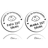 TankerStreet Geschenke Zur Geburt, Neue Papa Mama Entscheidungsmünze machen, Taufgeschenke für Jungen & Mädchen, Geschenke für werdende Eltern (Silber)