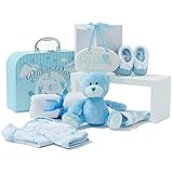 Baby Box Shop Babyparty Junge Geschenk - 9 Baby Gift Set, Geschenk Neugeborenes Junge, Geschenkset Baby Junge, Welcome Baby Boy - Geschenkkorb Baby, Baby Geschenkset, Geschenk für Baby Junge - Blau