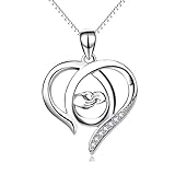 Perfekten Geschenk für Mama, Sterling Silber Mutter und Kind Hände Herz Anhänger Halskette, 45,7 cm (Mama ich liebe dich) (A Silber Mutter Halskette)