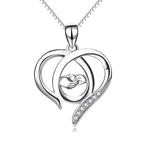Perfekten Geschenk für Mama, Sterling Silber Mutter und Kind Hände Herz Anhänger Halskette, 45,7 cm (Mama ich liebe dich) (A Silber Mutter Halskette)