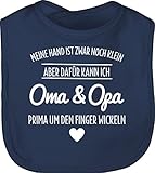 Shirtracer Baby Lätzchen - Sprüche - Oma und Opa um den Finger wickeln Großeltern - Unisize - Navy Blau - geschenke zur geburt lustige babysachen spruch omas babylätzchen babykleidung lustig spruche