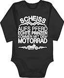 Shirtracer Statement Sprüche Baby - Scheiß aufs Pferd echte Prinzen kommen mit dem Motorrad - 3/6 Monate - Schwarz - Baby Motocross - BZ30 - Baby Body Langarm
