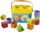 Fisher-Price FFC84 - Babys Erste Bausteine Baby Spielzeug Formensortierspiel mit Spielwürfeln und Eimer zum Verstauen, Babyspielzeug ab 6 Monaten