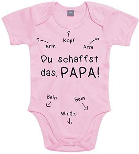 Shirtoo Baby Body Geschenk zur Geburt: Papa Du schaffst das – für Mädchen (0 – 3 Monate)