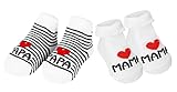 Baby Socken 0-6 Monate 2 Paar, Baumwolle Anti Rutsch Socken Baby Geschenke zur Geburt für Werdende Eltern LOVE MAMA und PAPA, Babysocken Antirutsch Stoppersocken Babygeschenke zur Geburt Junge Mädchen