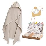 Räuberella ® Kapuzenhandtuch für Babys 75 cm x 100cm, Geschenk zur Geburt Junge & Mädchen (Beige)