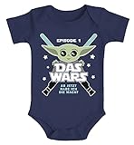 MoonWorks® Baby Body mit Spruch lustig Episode 1 Das Wars Jetzt Habe ich die Macht Yoda Parodie Jungen & Mädchen Navy 3-6 Monate