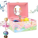 Jewelkeeper Schmuckkästchen mit drehender Ballerina Spieluhr Ballerina - Mädchen Musik Schmuckbox im Regenbogen - Spielt Schwanensee-Melodie - 14,9x10,8x8,6 cm, für Schmuck und kleine Schätze