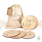 MeinBaby123® Nachhaltige Holz Meilensteinkarten 40 Stk. inkl. Stoffbeutel | Baby Holzmeilensteinkarten 1 Jahr | Geschenk zur Geburt | Geschenk für werdende Eltern | Geschenk Schwangerschaft (Holz)