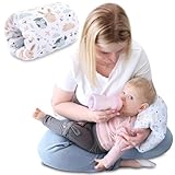 Stillkissen klein Stillmuff Ø20cm – Ministillkissen Baby Arm-Stillkissen Arm Kissen für unterwegs Reisestillkissen Baumwolle Eulen Weiß