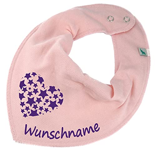 Elefantasie HALSTUCH Herz Sterne mit Namen oder Text personalisiert rosa für Baby oder Kind