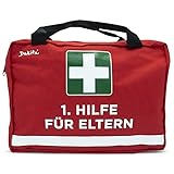 Dakita 1. Hilfe Tasche für Eltern - 28x18x8cm groß | Lustiges Geschenk für Eltern zur Geburt Elternzeit oder Babyparty | Ideale Verpackung für Geschenke (ohne Inhalt, rot - Eltern)