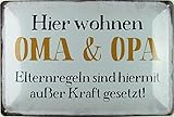 Generisch Metallschild 20 x 30 cm Hier Wohnen Oma & Opa Sprüche Blechschild