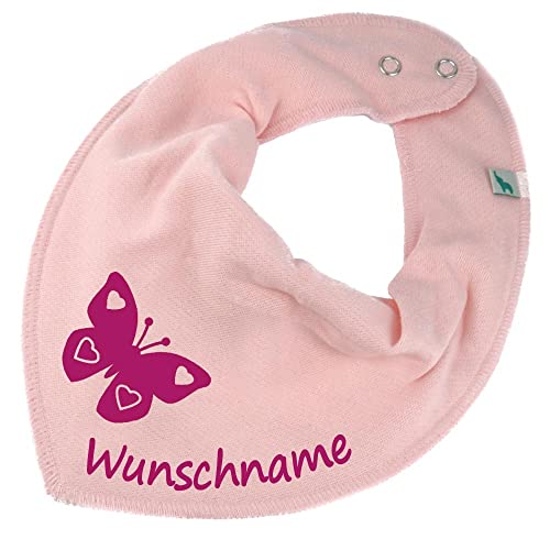 HALSTUCH SCHMETTERLING mit Namen oder Text personalisiert rosa für Baby oder Kind
