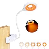 Leselampe,16 LED klemmlampe bett, Buchlampen USB Wiederaufladbar Klemmleuchte 5 Helligkeit Dimmbar 360° Flexibel Klemmlampe Augenschutz Bernstein Nachttischlampe Nachttischlampe