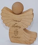 Schutzengel Engel zur Geburt oder Taufe Handgemacht Geldgeschenk mit personalisierter Gravur Erle GEÖLT 15,5 x 12 x 2,5 cm