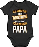 Shirtracer Baby Body Junge Mädchen - Statement Sprüche Baby - Versuche Mich zu benehmen komme nach Papa - 3/6 Monate - Schwarz - babysachen Jungen Geschenk zur Geburt Papas Babykleidung - BZ10