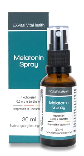 Melatonin Spray, mit Lavendel Extrakt & Vitamin B6- 0,5 mg liquid Melatonin pro Sprühstoß, natürliches Schlafhormon, 30 ml Sprühflasche mit SOFORT EFFEKT- Ohne Alkohol, Hochdosiert & Made in Germany