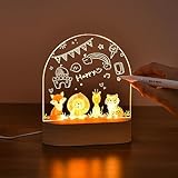 OTraki Personalisiertes Nachtlicht für Babys, Individuelle Nachttischlampe für Kinder USB Geschenke Kinder, Baby Geschenk zur Geburt für Mädchen Junge mit Animalprint, Acryl