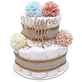 MilaBoo® Vintage Windeltorte Neutral I Premium Windeltorte im Boho Stil I Geschenk zur Geburt oder Taufe